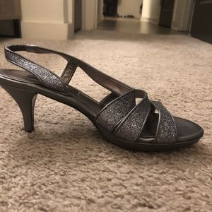 Sparkly 2” silver heels